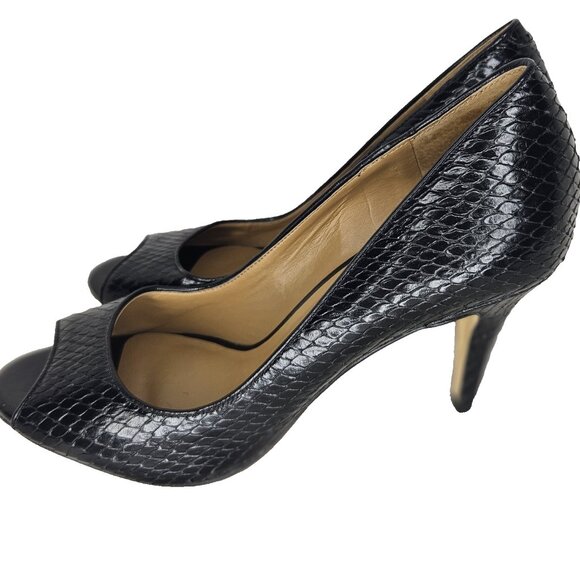 Talbots Shoes - Talbots Snake Skin Leather Womens Peep Toe Pump/heel, 8M, Black